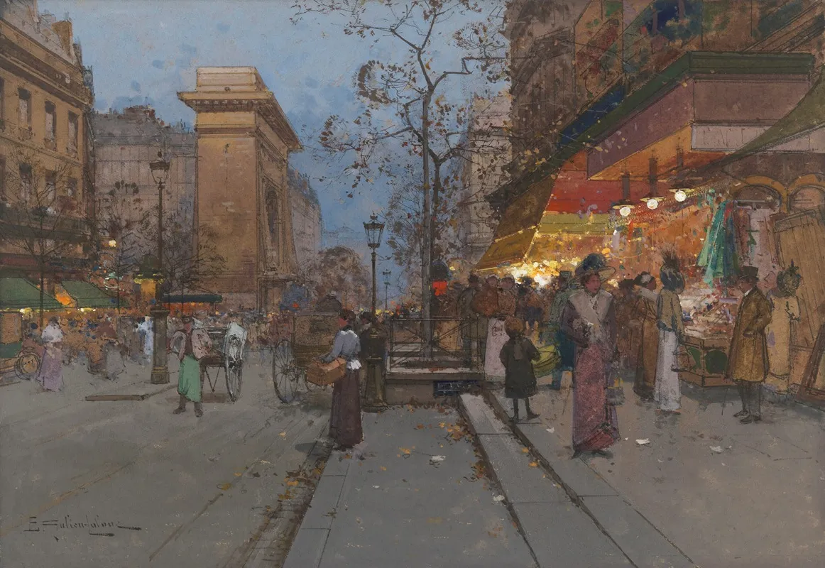 La Porte St Denis by Eugène Galien-Laloue - Canvas Print