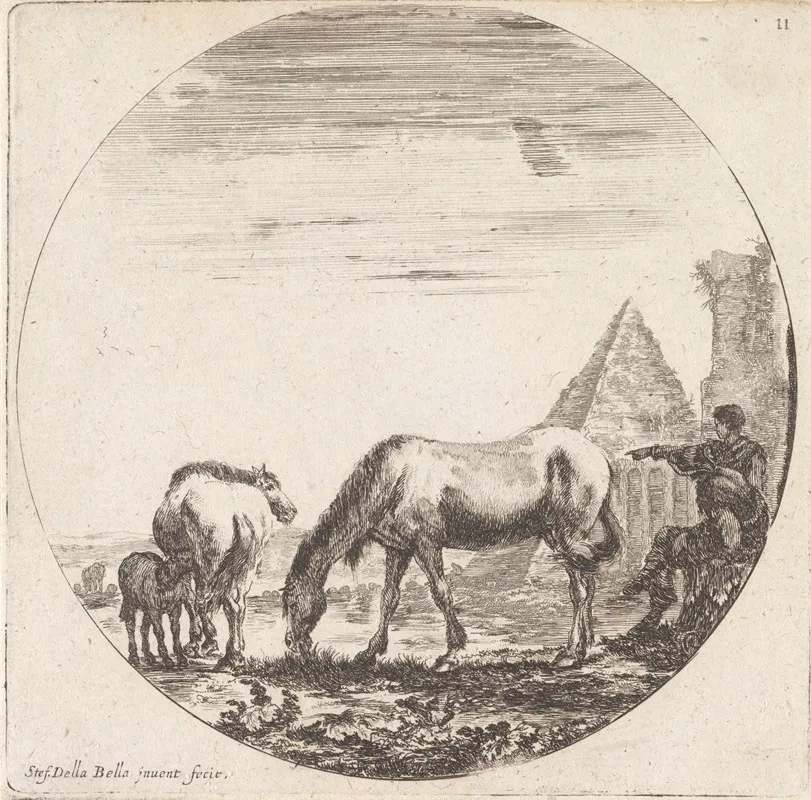 La Pyramide De Cajus Cestius by Stefano Della Bella - Canvas Print