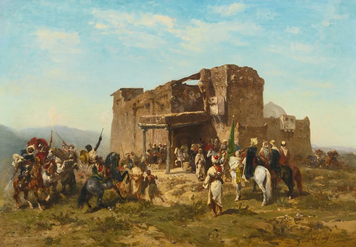 La Rencontre Des Cavaliers by Georges Washington - Canvas Print