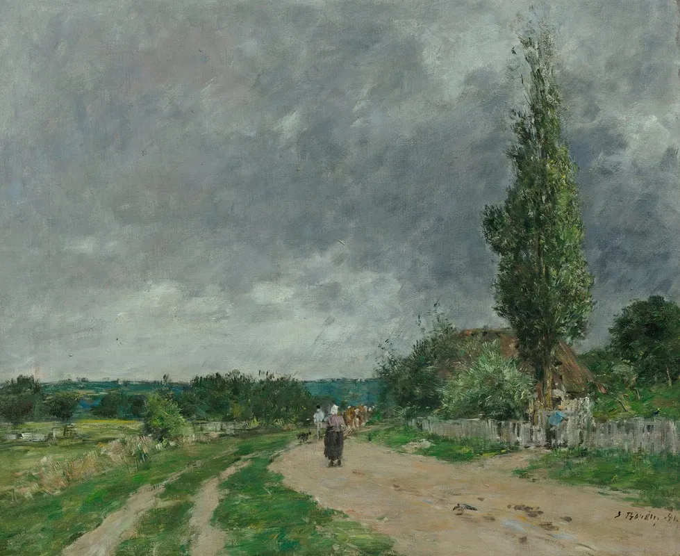 La Route De Deauville by Eugène Boudin - Canvas Print