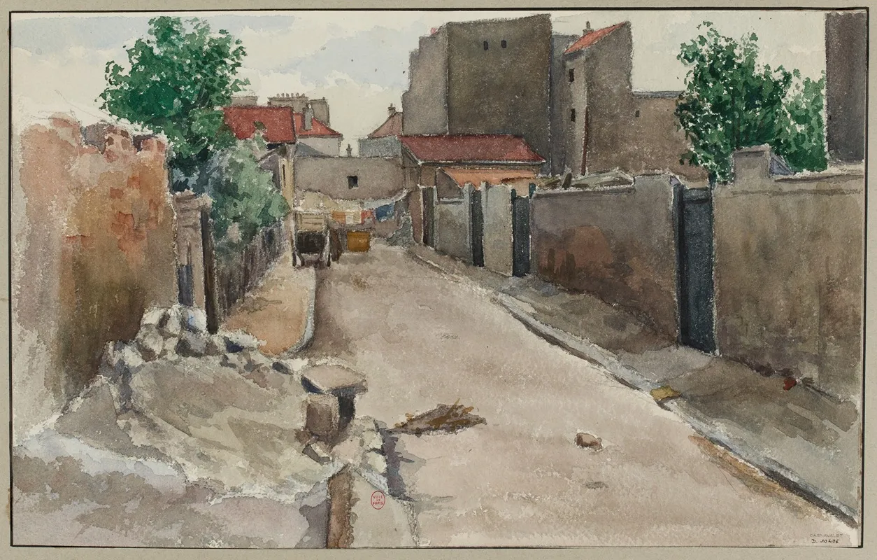 La Rue De Chambery Prise De La Rue De Nice La Frontiere by F. Séguin - Canvas Print