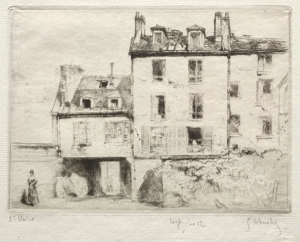 La Rue Lacepede Le Cour De Laciereur Cottens by Gustave Leheutre - Canvas Print