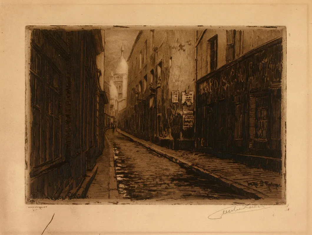 La Rue St Rustique Montmartre by Lucien Marcelin Gautier - Canvas Print