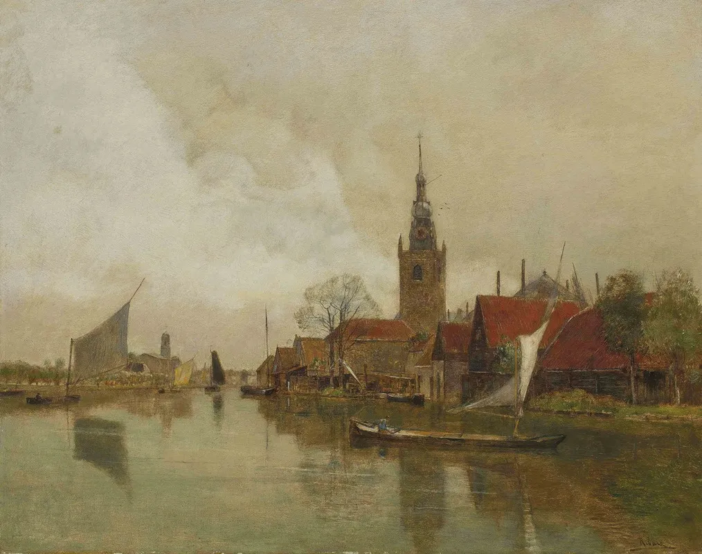 La Schie A Overschie Dans La Municipalite De Rotterdam by Rudolf Ribarz - Canvas Print