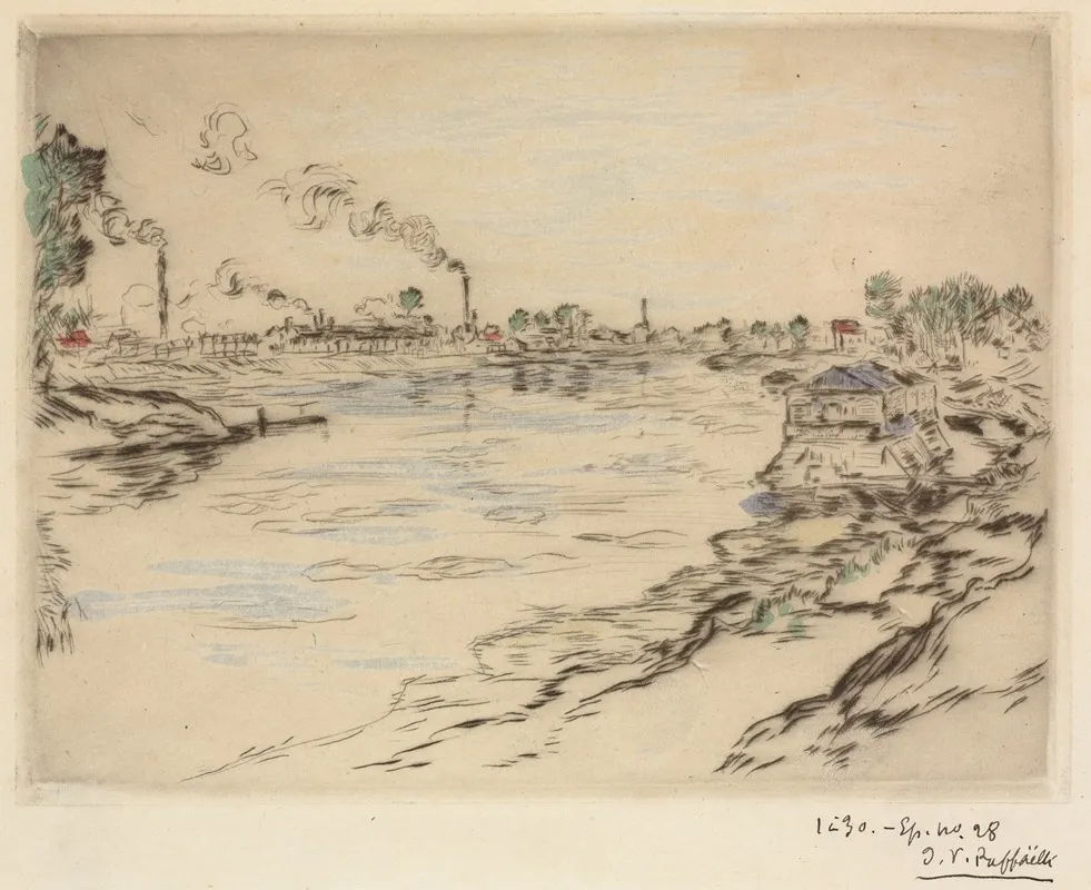 La Seine A Asnieres 2 by Jean François Raffaëlli - Canvas Print