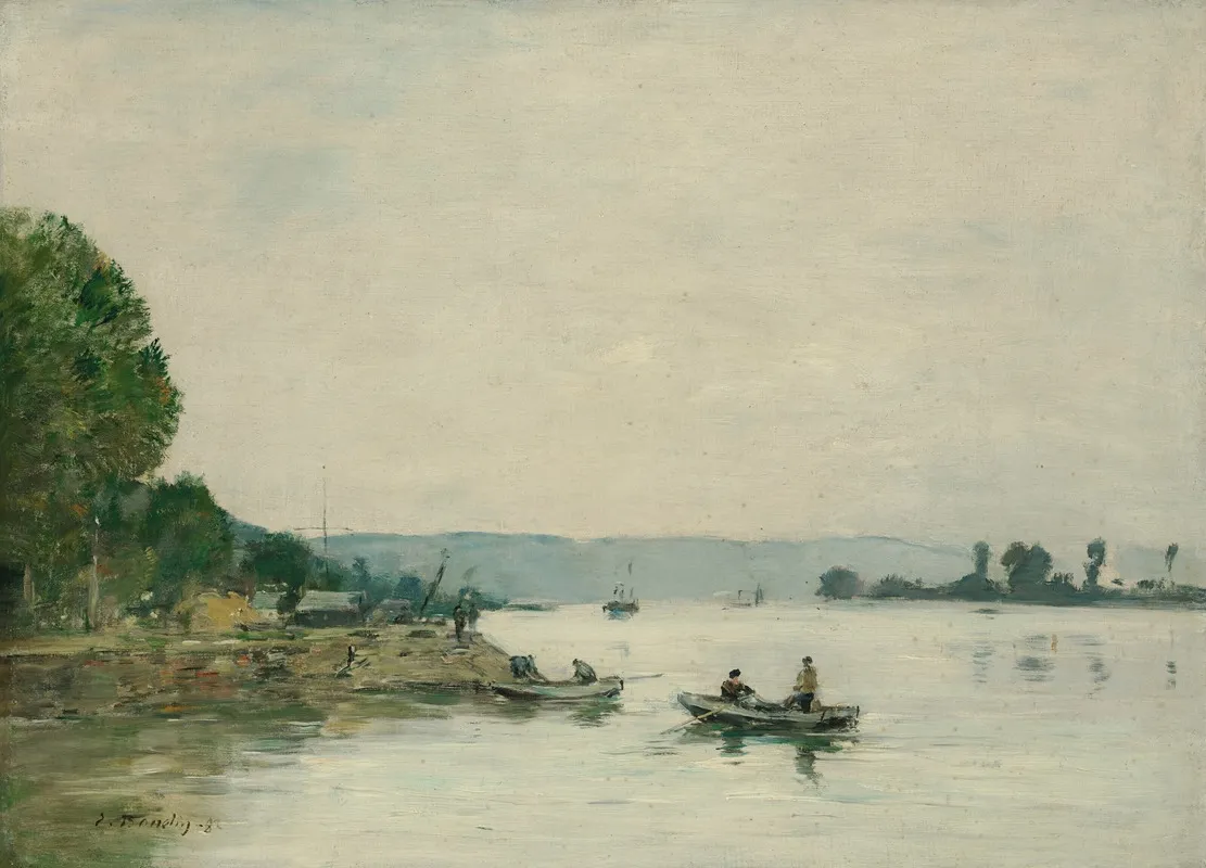 La Seine A Caudebec En Caux by Eugène Boudin - Canvas Print