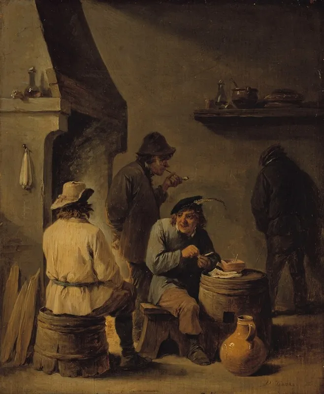 La Tabagie by David Teniers The Younger - Canvas Print