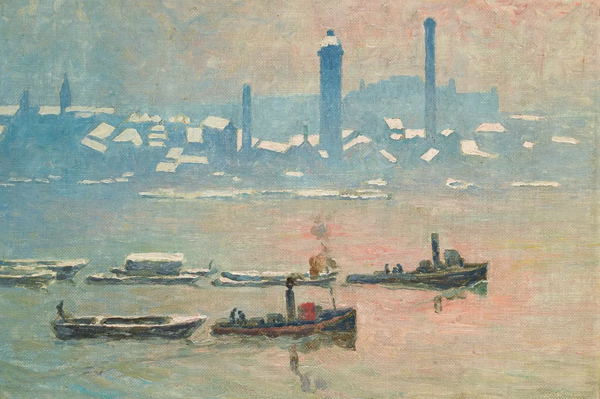 La Tamise Sous La Neige by Emile Claus - Canvas Print