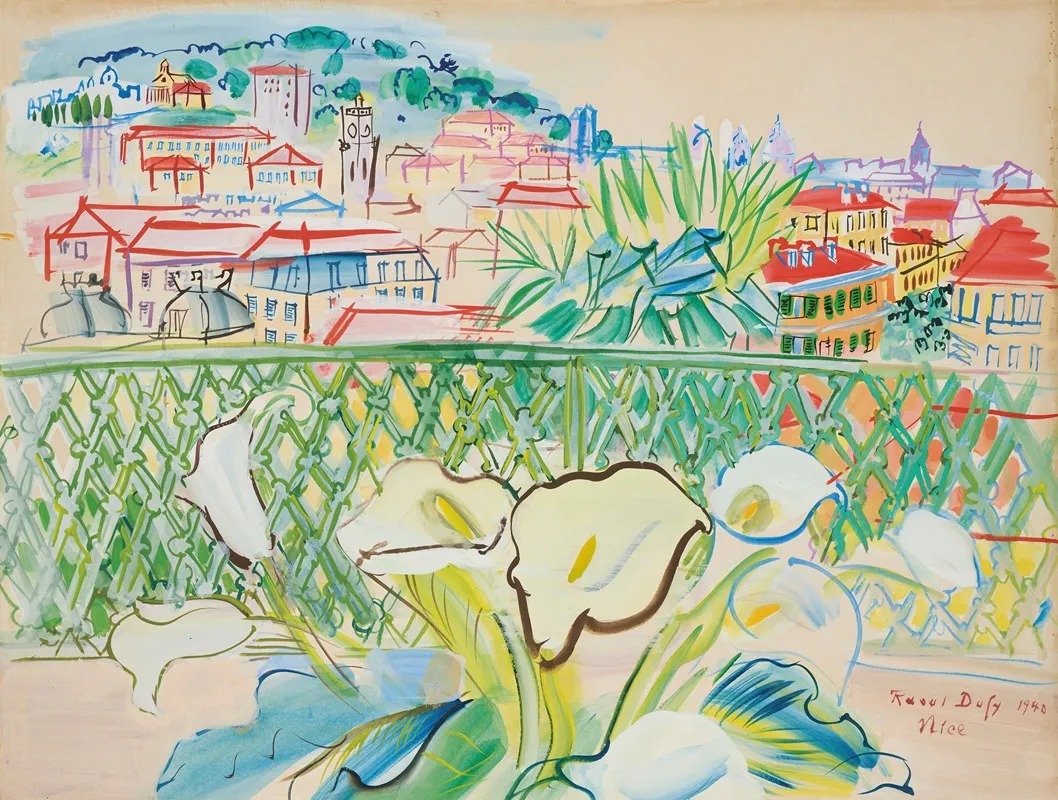La Terrasse A Nice by Raoul Dufy - Canvas Print