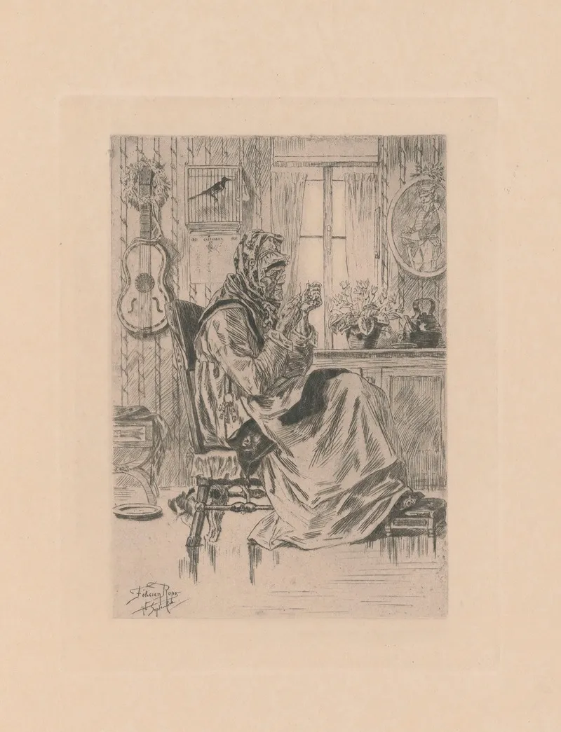 La Vieille A Laiguille by Félicien Rops - Canvas Print
