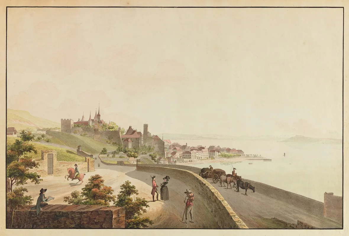 La Ville De Neuchattell Du Cotte De Loccident by Caspar Leontius Wyss - Canvas Print