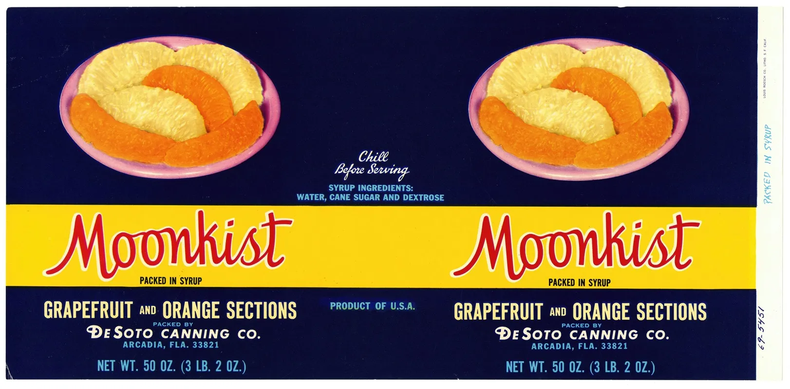 Label For Moonkist Grapefruit And Orange Sections