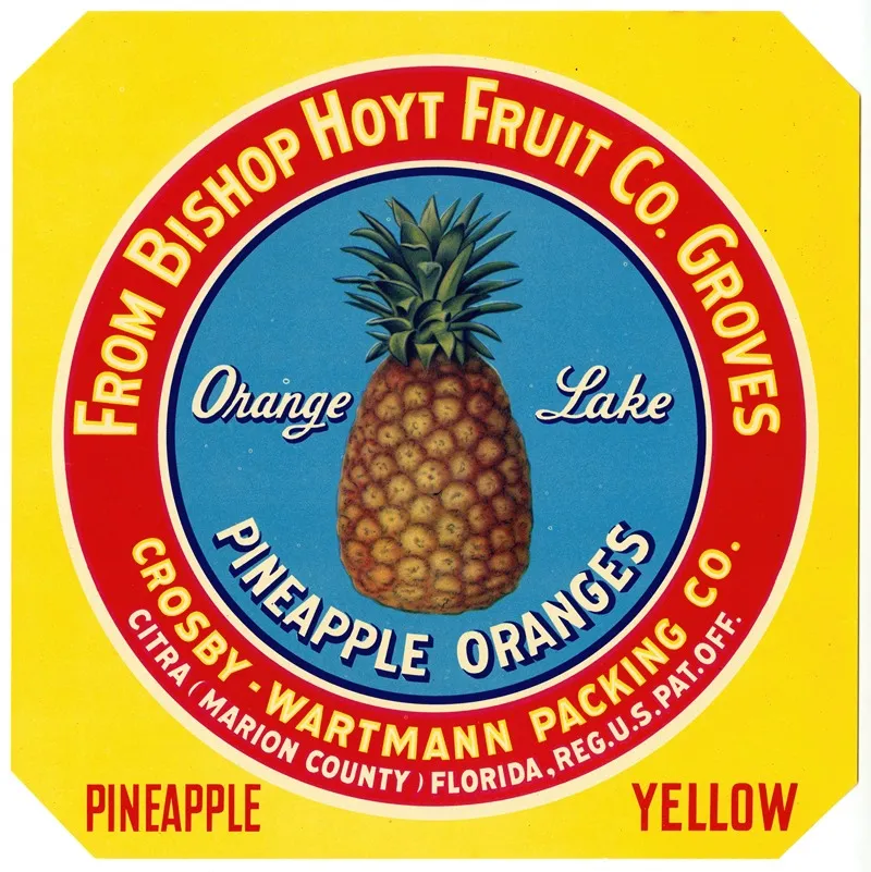 Label For Orange Lake Pineapple Oranges Yellow