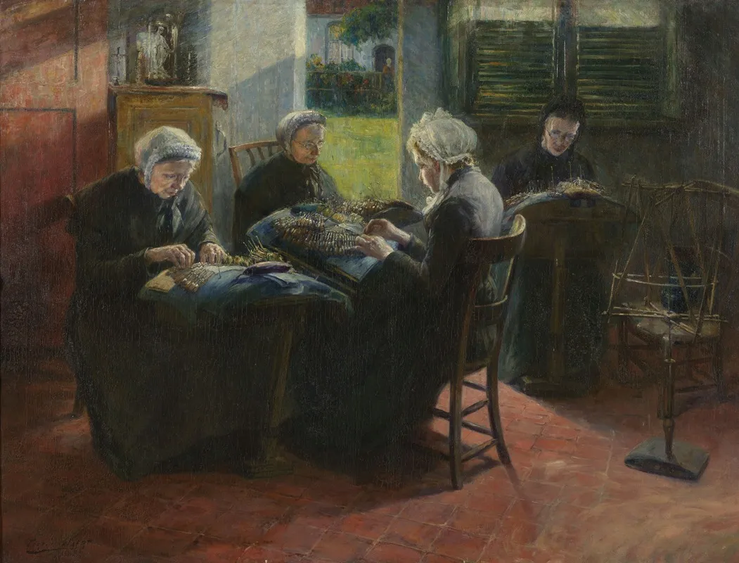 Lace Worksters At The Beguinage In Gand