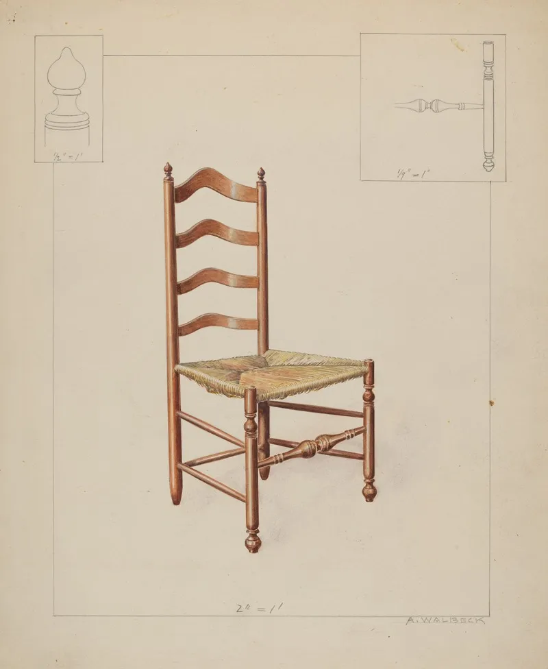 Ladderback Chair 2 by Alfred Walbeck - Canvas Print