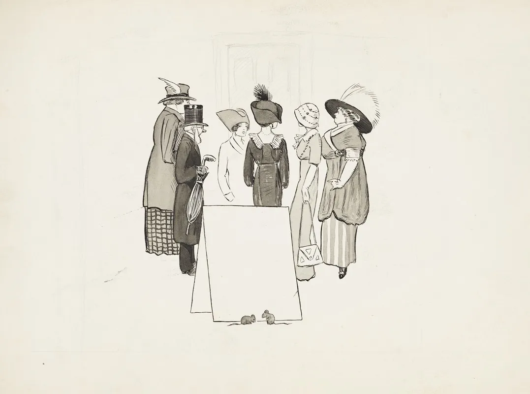 Ladies And Gentlemen In Fancy Clothes Stand Talking To Each Other by Harold Imbrie - Canvas Print