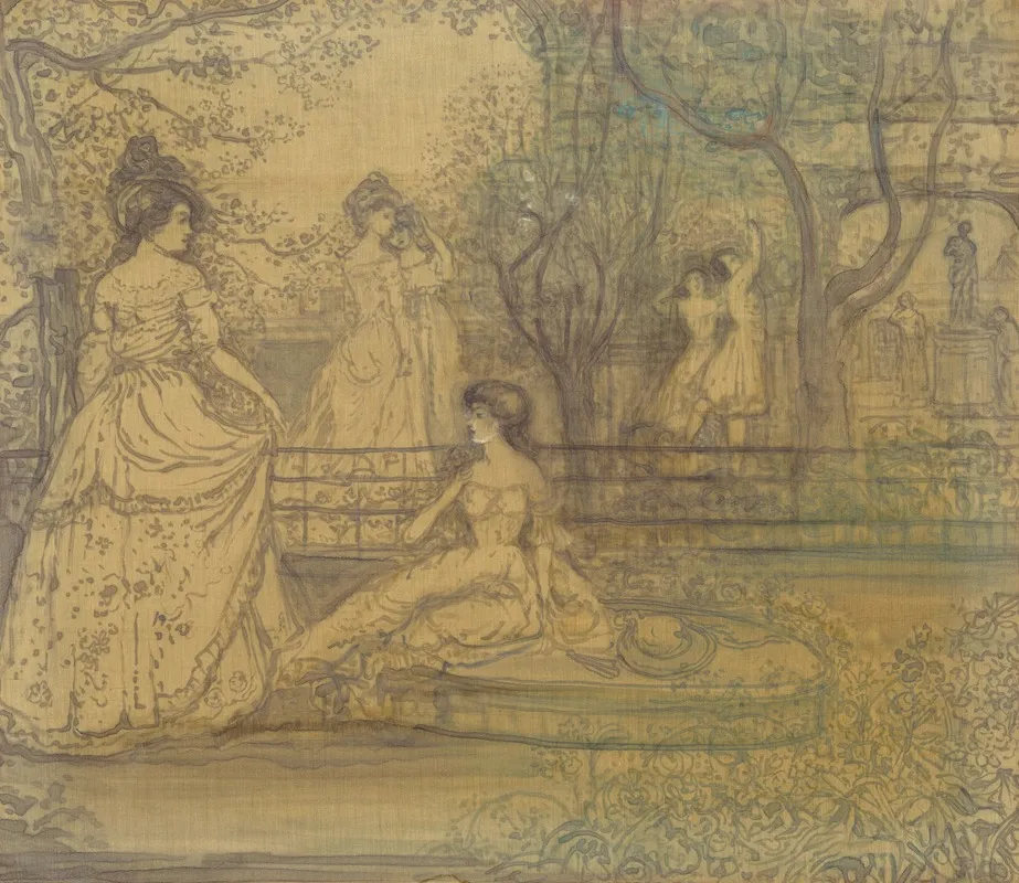 Ladies In A Garden by Charles Conder - Canvas Print