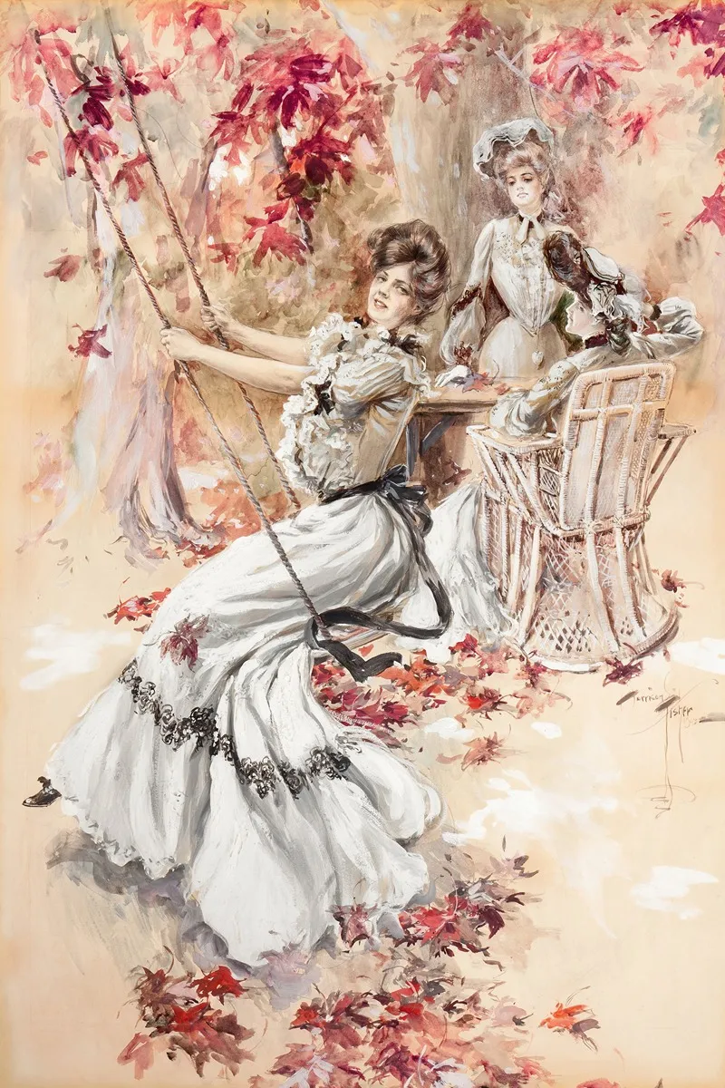 Ladies In The Park by Harrison Fisher - Canvas Print