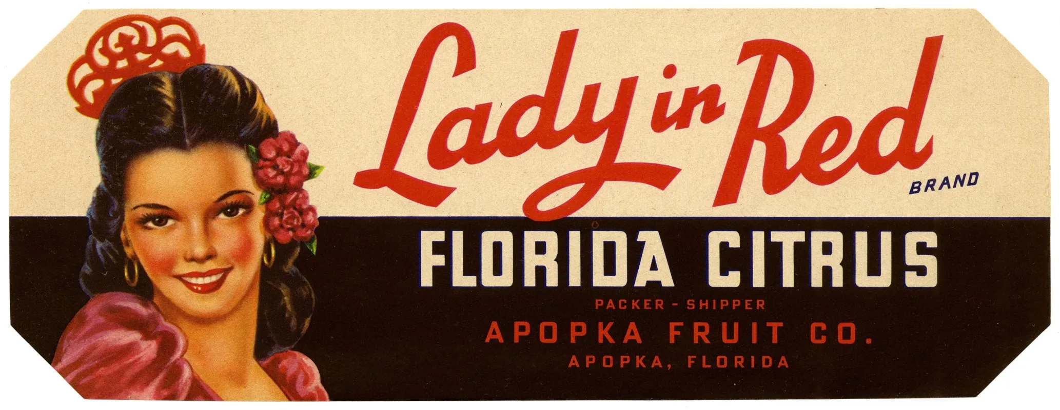 Lady In Red Brand Florida Citrus Label