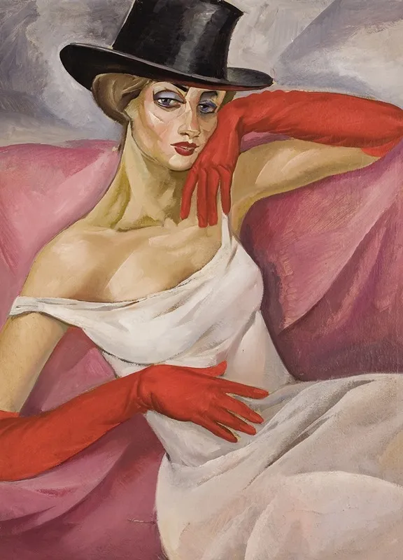 Lady In Top Hat by Boris Grigoriev - Canvas Print