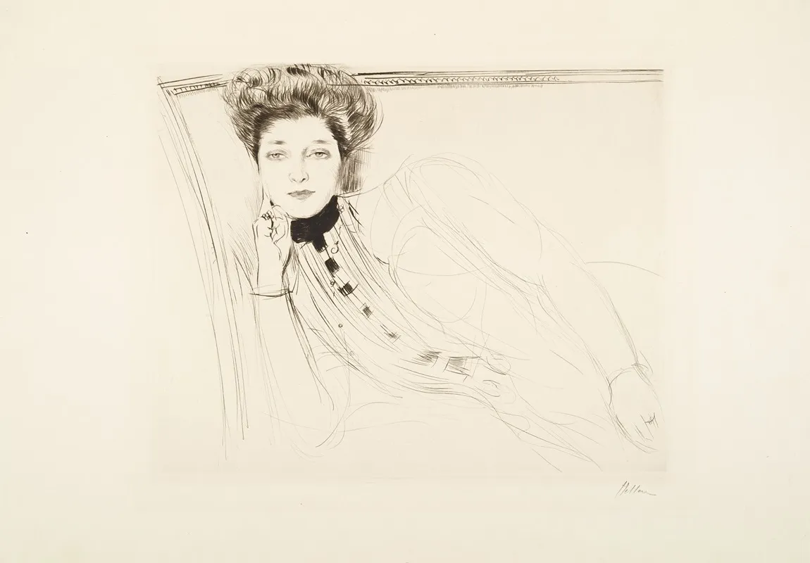 Lady Reclining In Left Corner Of Sofa