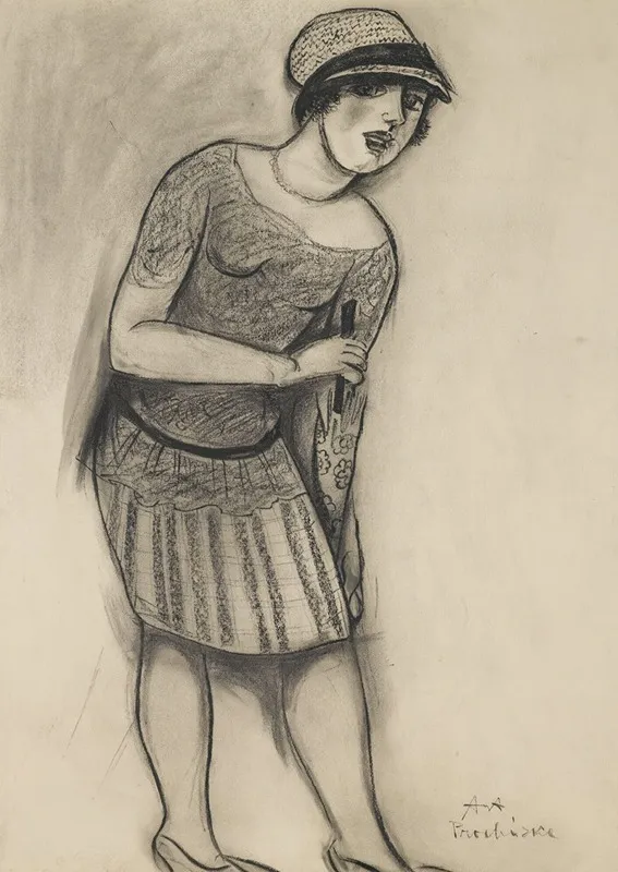 Lady With Umbrella by Antonin Procházka - Canvas Print