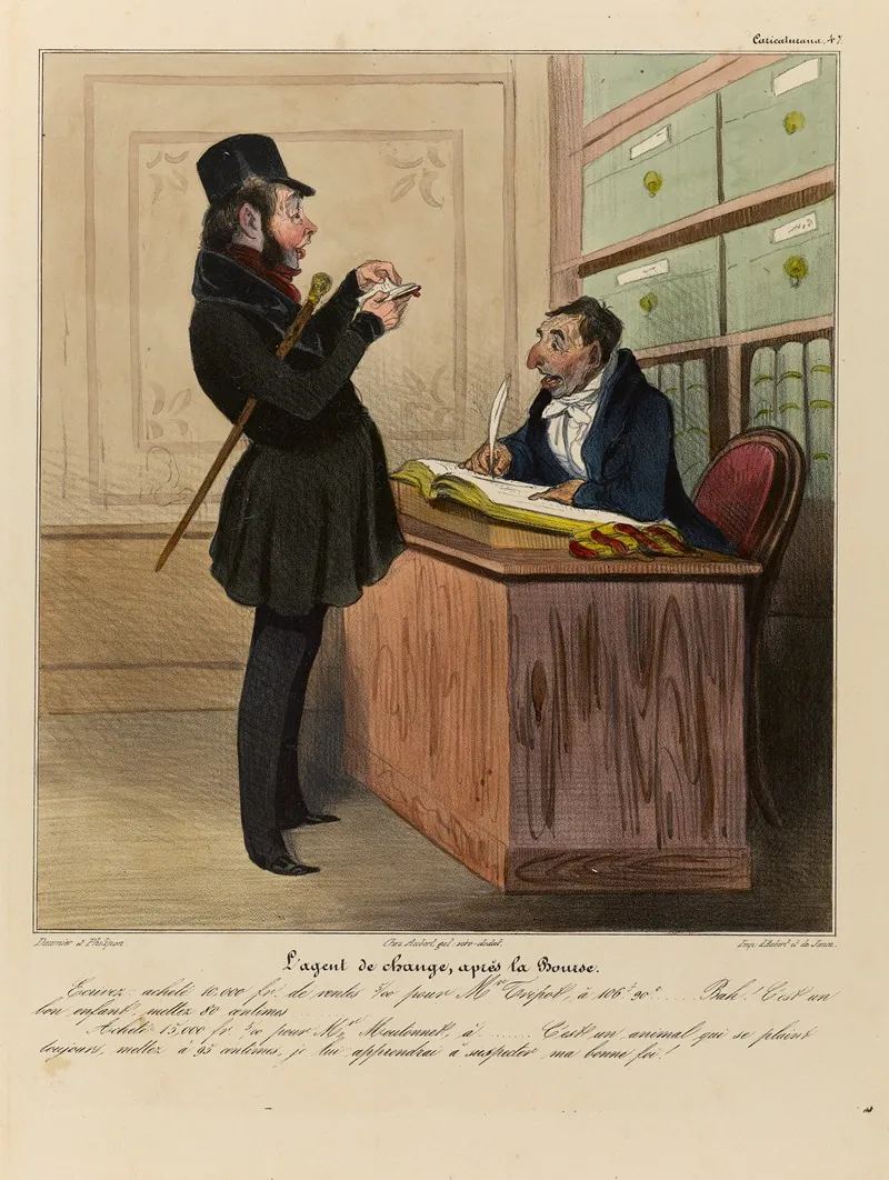 Lagent De Change Apres La Bourse by Honoré Daumier - Canvas Print