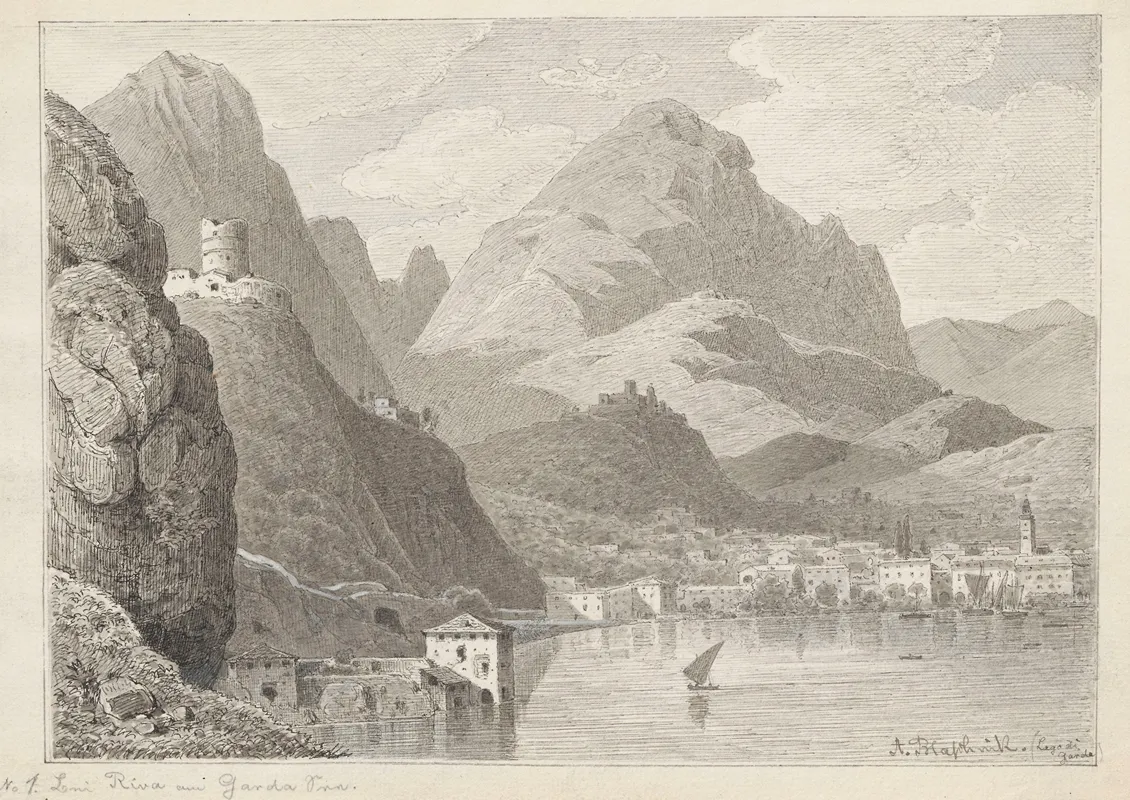 Lake Garda With Ruins Of A Venetian Castle On Monte Rocchetta