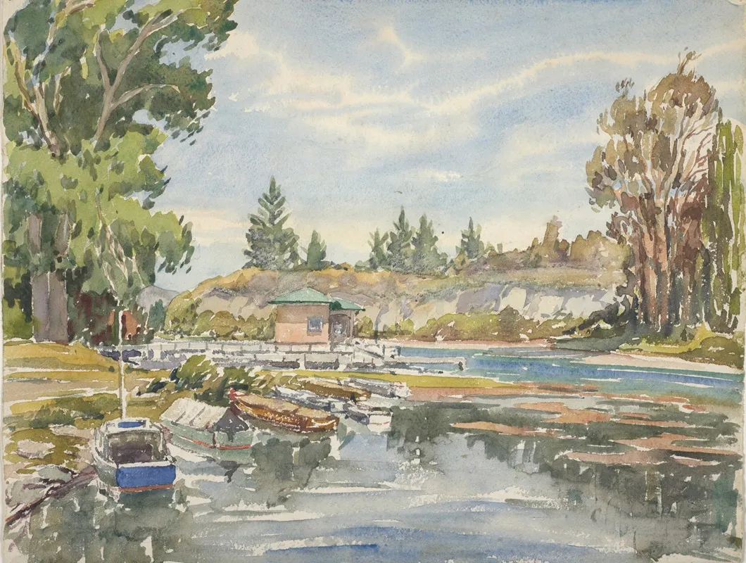 Lake Taupo Outlet by Roland Hipkins - Canvas Print