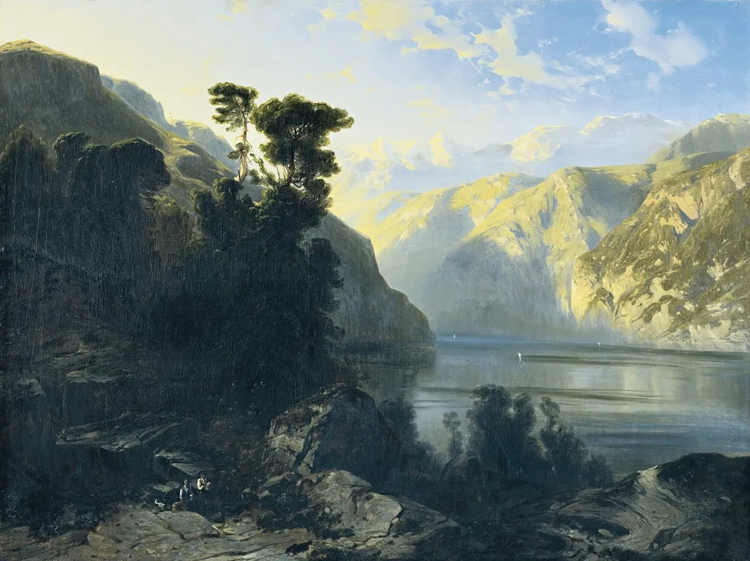 Lake Uri With Urirotstock by Alexandre Calame - Canvas Print