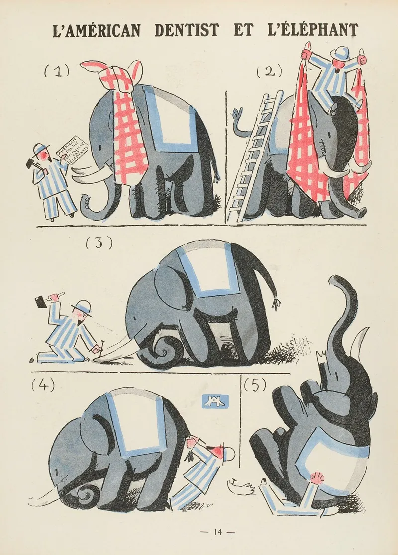 Lamerican Dentist Et Lelephant by André Hellé - Canvas Print