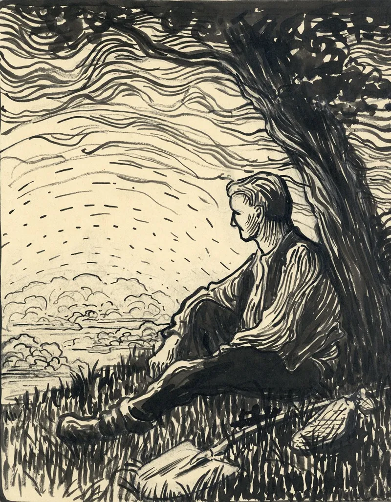 Landbouwer Die Uitrust Onder Een Boom by Albert Daenens - Canvas Print