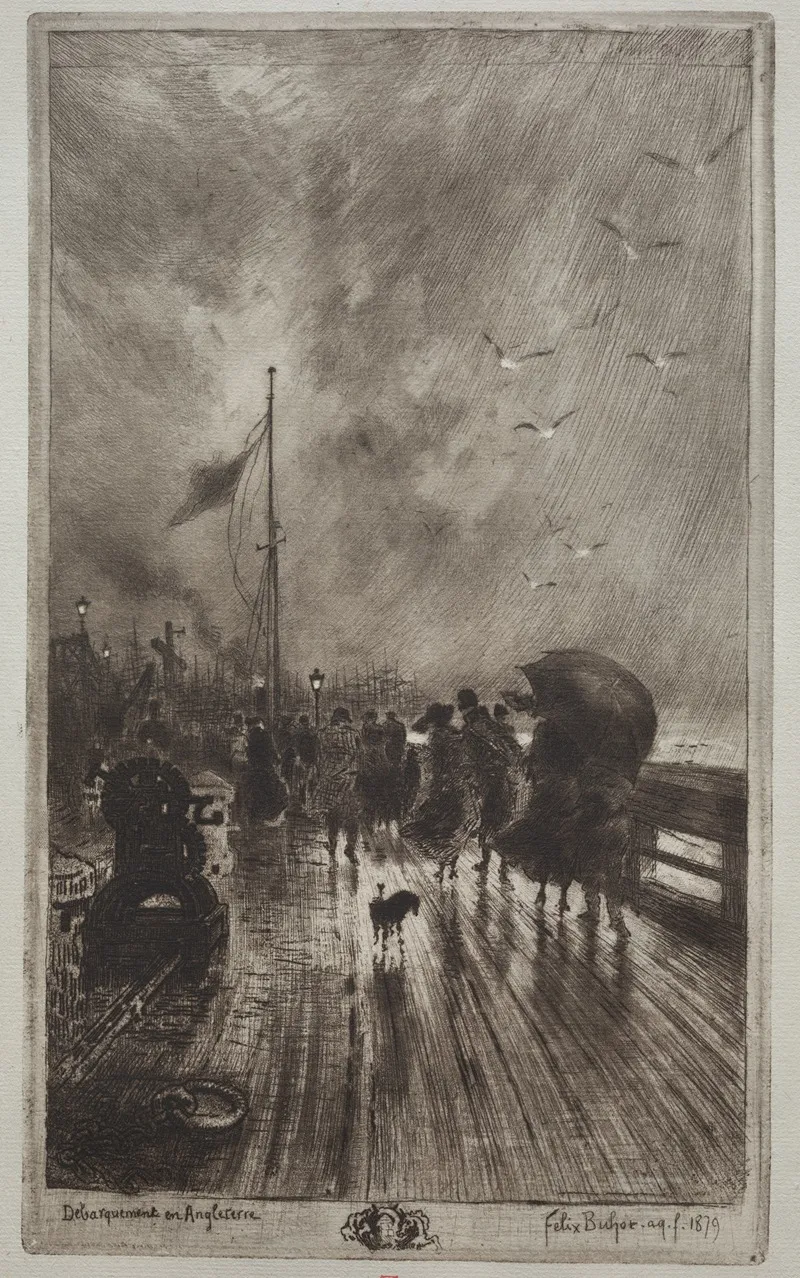 Landing In England by Félix Hilaire Buhot - Canvas Print