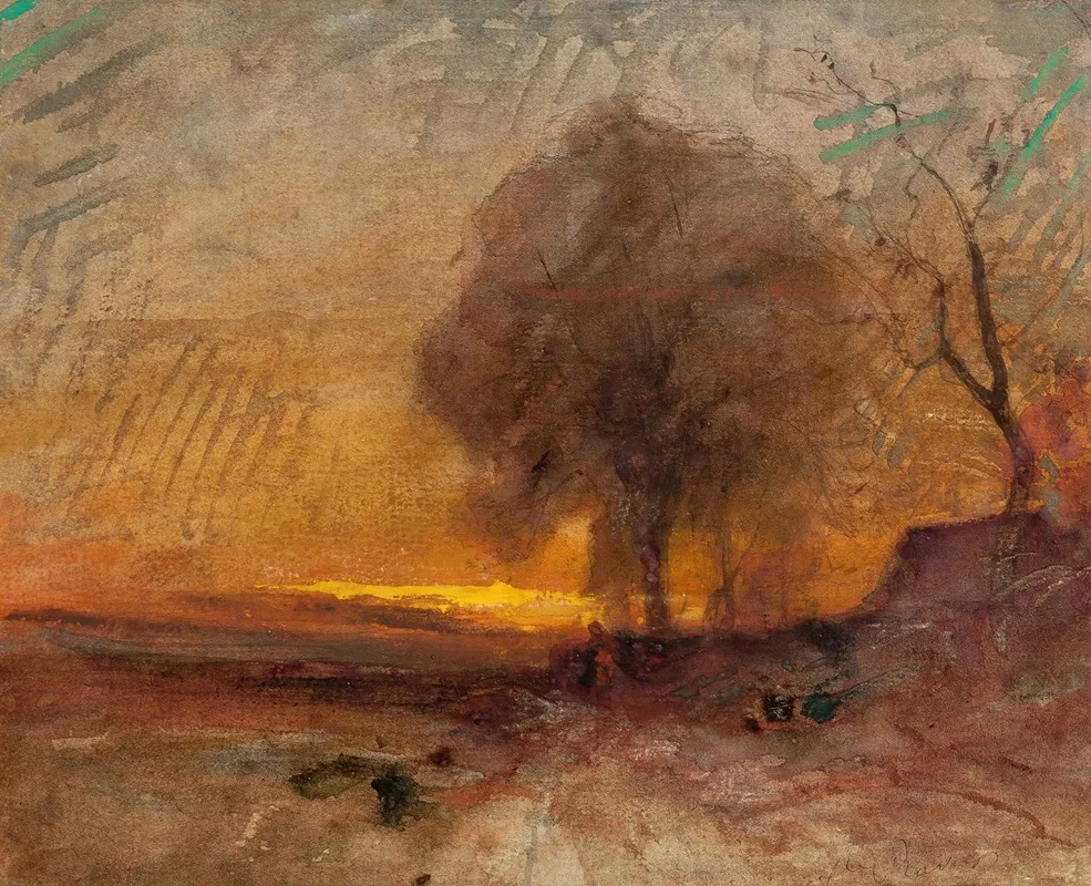 Landscape At Dusk 2 by François-Auguste Ravier - Canvas Print