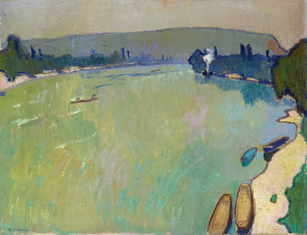 Landscape At The Rhine View From The Bridge by Arnold Fiechter - Canvas Print