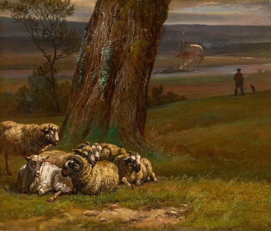 Landscape By The River Elbe Sauer Ved Elven by Johan Christian Dahl - Canvas Print