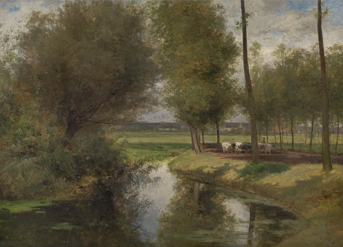 Landscape By The River Lys by César De Cock - Canvas Print