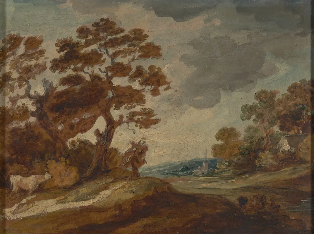 Landscape Cow In Left Foreground by Gainsborough Dupont - Canvas Print