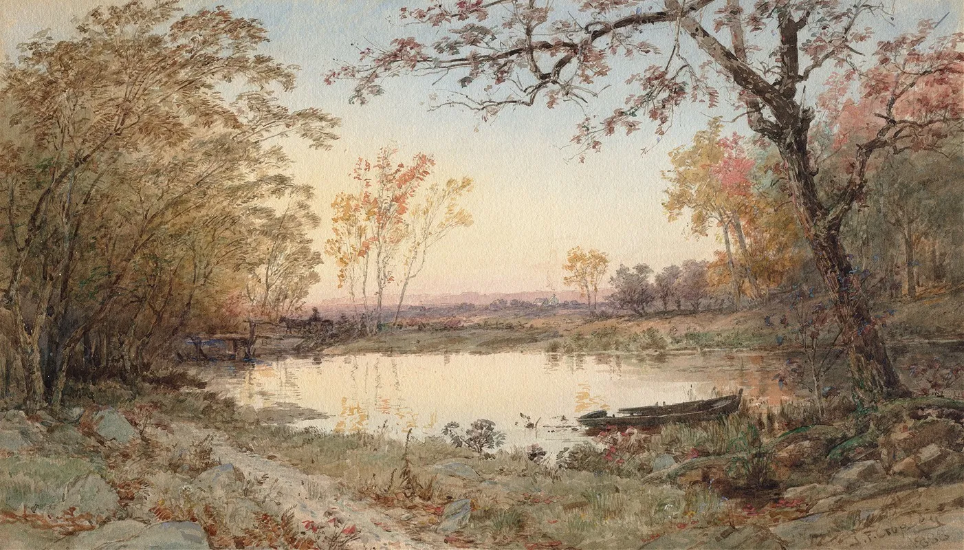 Landscape Hastings On Hudson by Jasper Francis Cropsey - Canvas Print