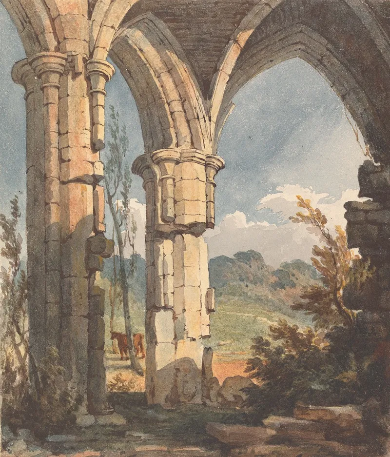 Landscape Looking Through Ruined Archway by Thomas Sully - Canvas Print