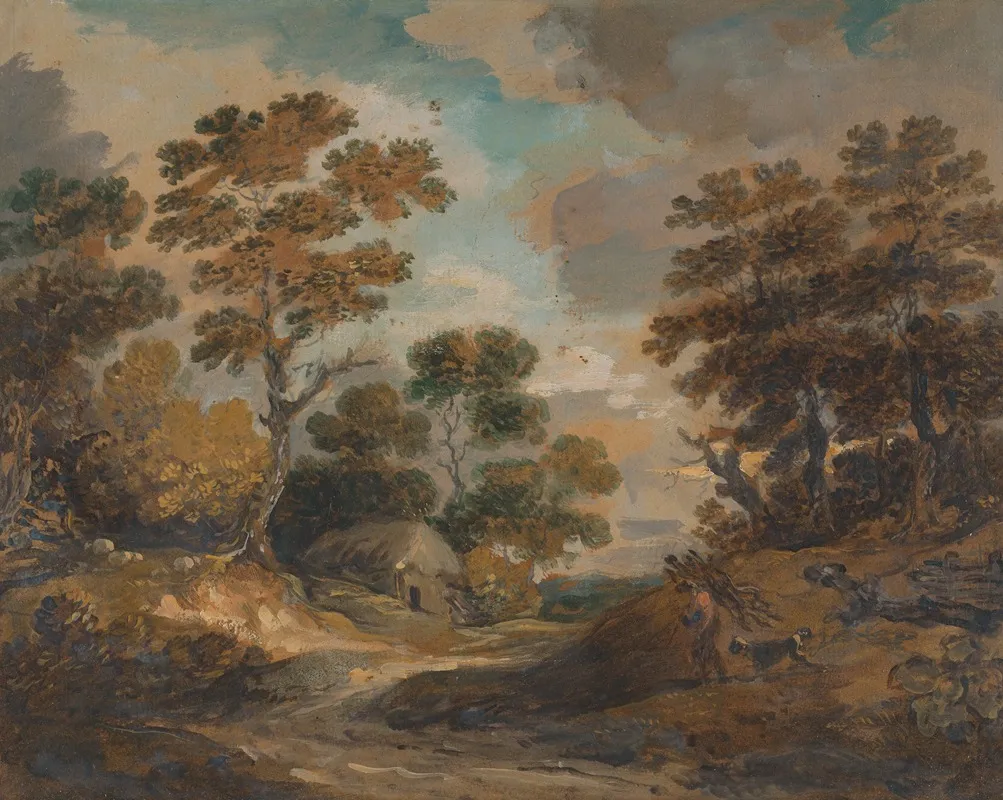 Landscape Man Carrying Faggots by Gainsborough Dupont - Canvas Print