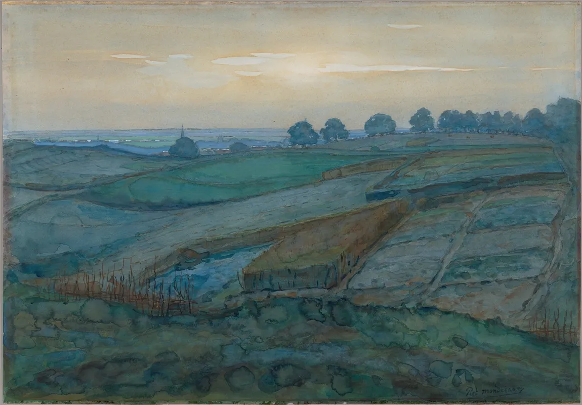 Landscape Near Arnhem by Piet Mondrian - Canvas Print