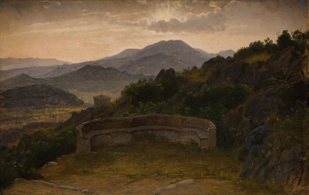 Landscape Near Subiaco Sunset by P. C. Skovgaard - Canvas Print