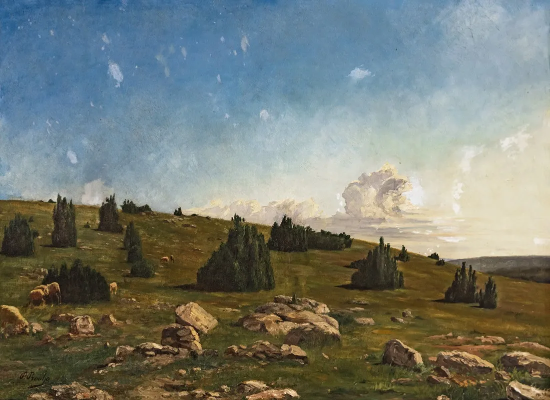 Landscape Of The Causses Preparatory Study For Dieu Les Garde by Paul Prouho - Canvas Print