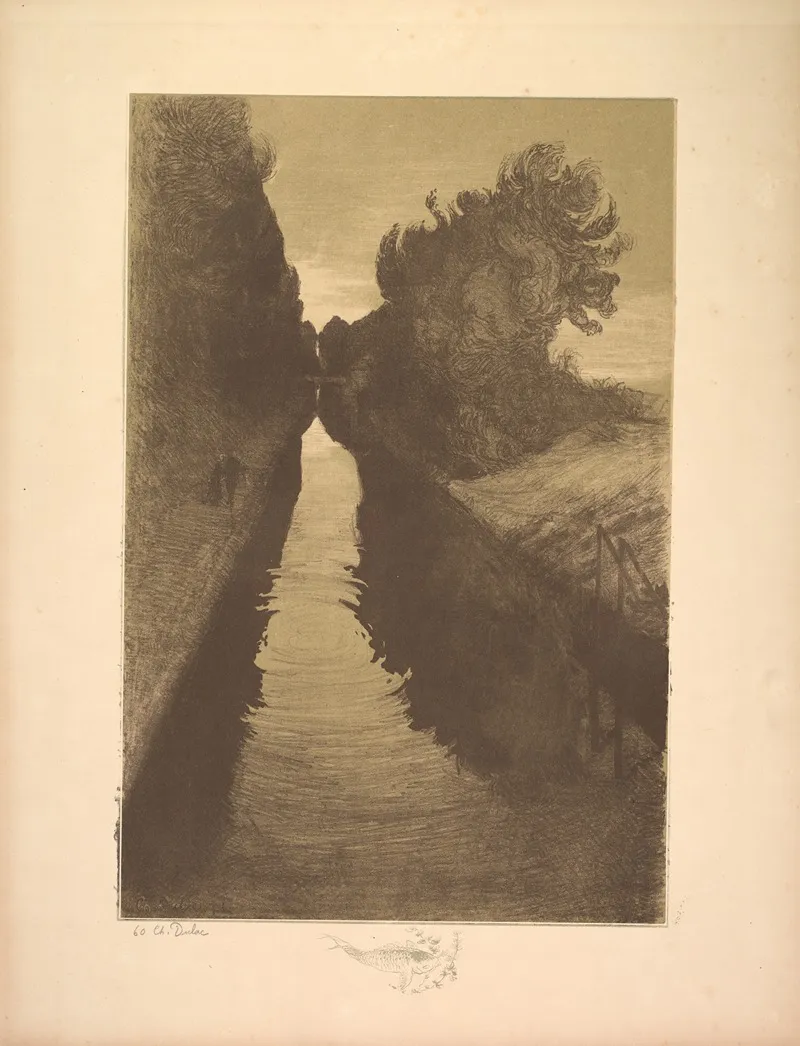 Landscape Plate 1 Remarque A Fish by Charles Marie Dulac - Canvas Print