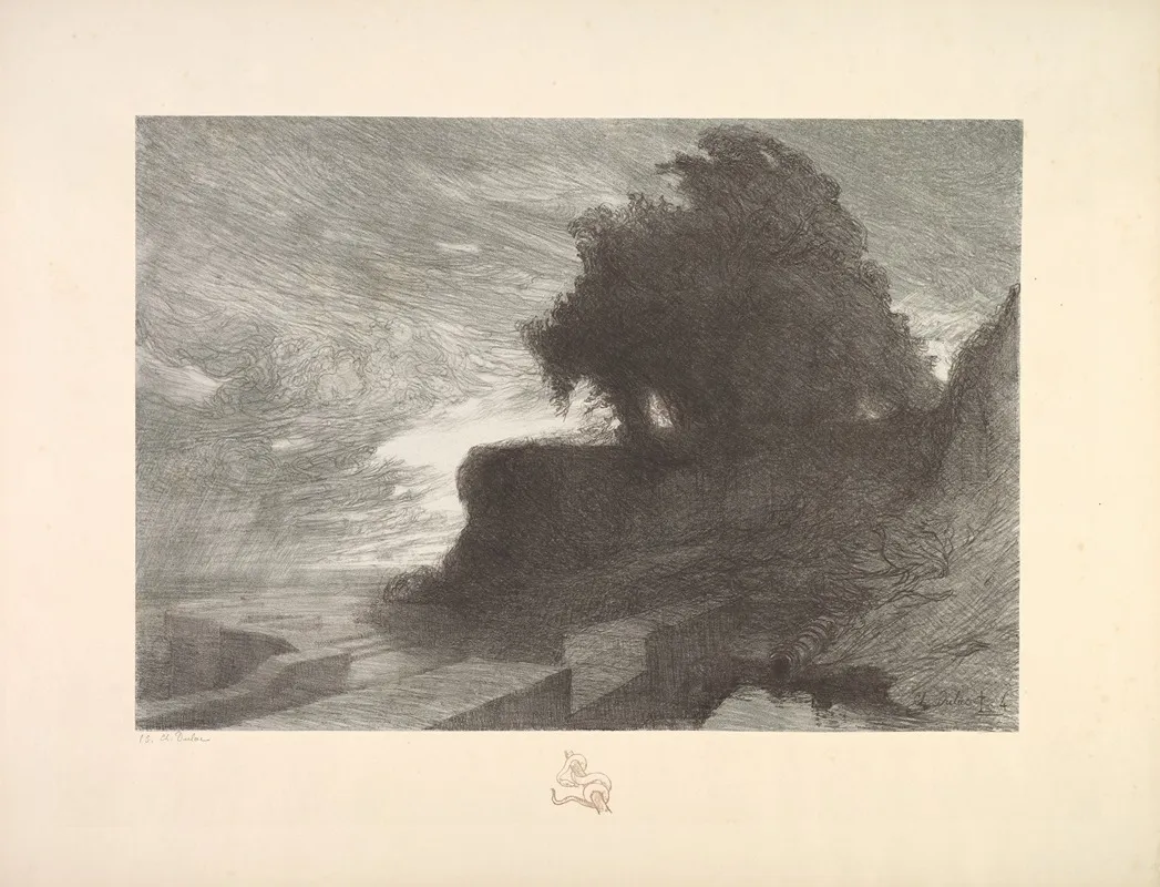 Landscape Plate 4 Remarque Snake by Charles Marie Dulac - Canvas Print