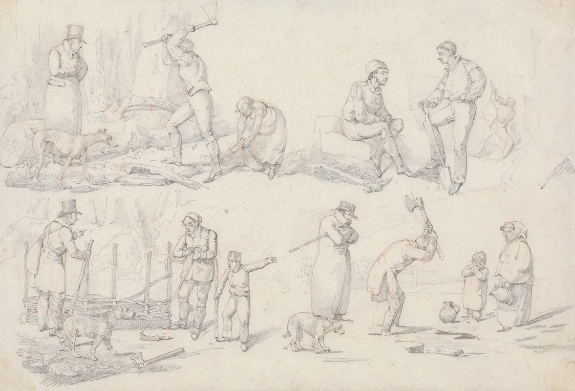 Landscape Scenery No 10 Scenes With Wood Cutters