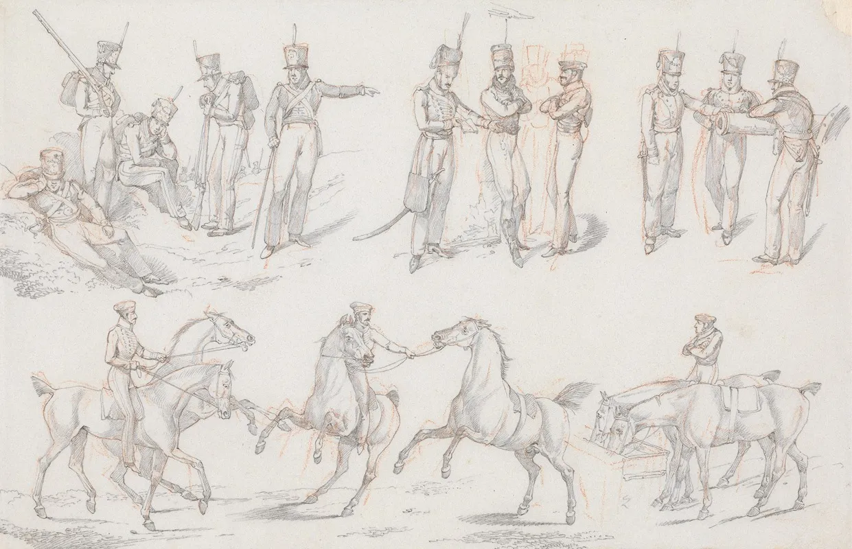 Landscape Scenery No 13 Groups Of Infantry And Army Horses