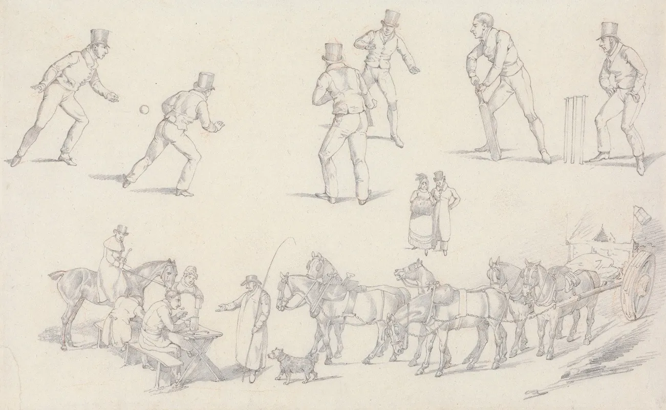 Landscape Scenery No 7 Scenes Of Cricket And A Waggoner With His Team