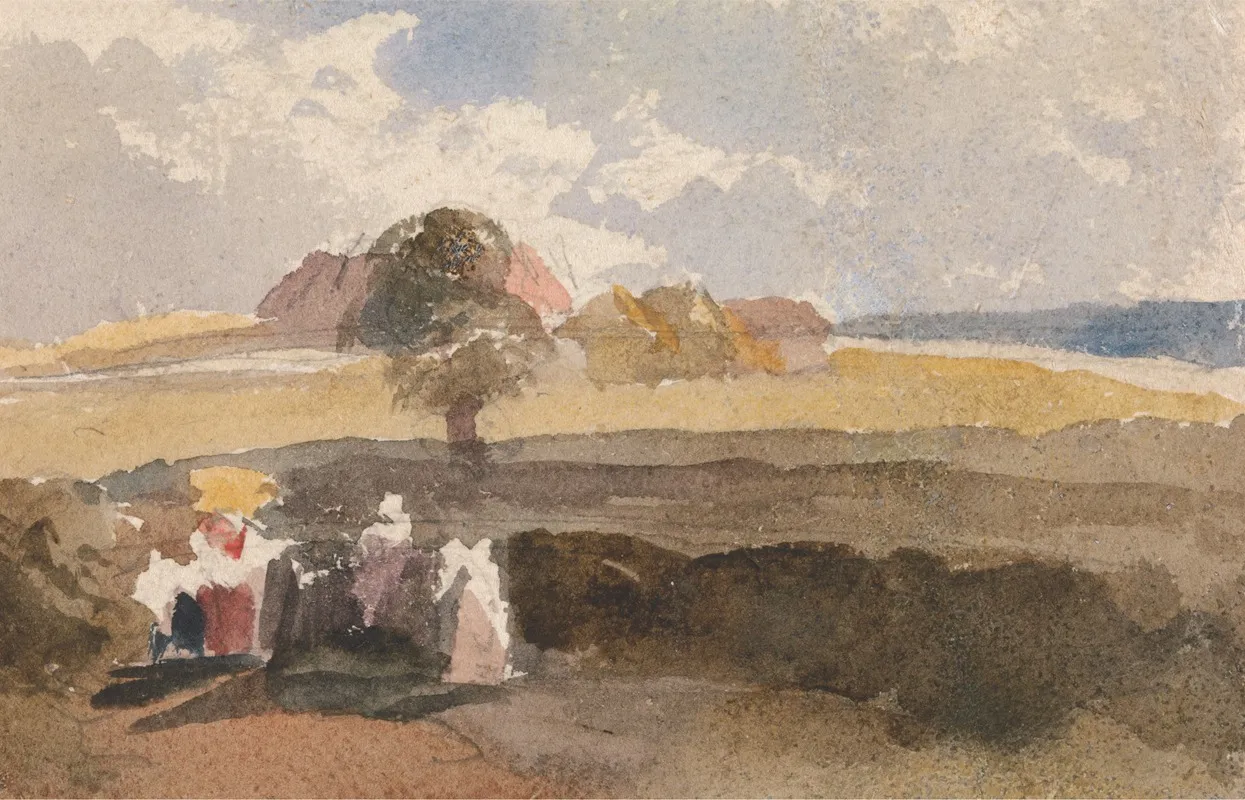 Landscape Sketch With Figures In Foreground by Peter DeWint - Canvas Print